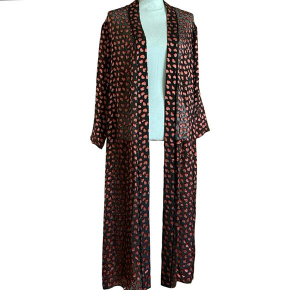 Alice + Olivia silk hearts robe duster coverup sash tie M/L medium large sheer - Picture 3 of 11